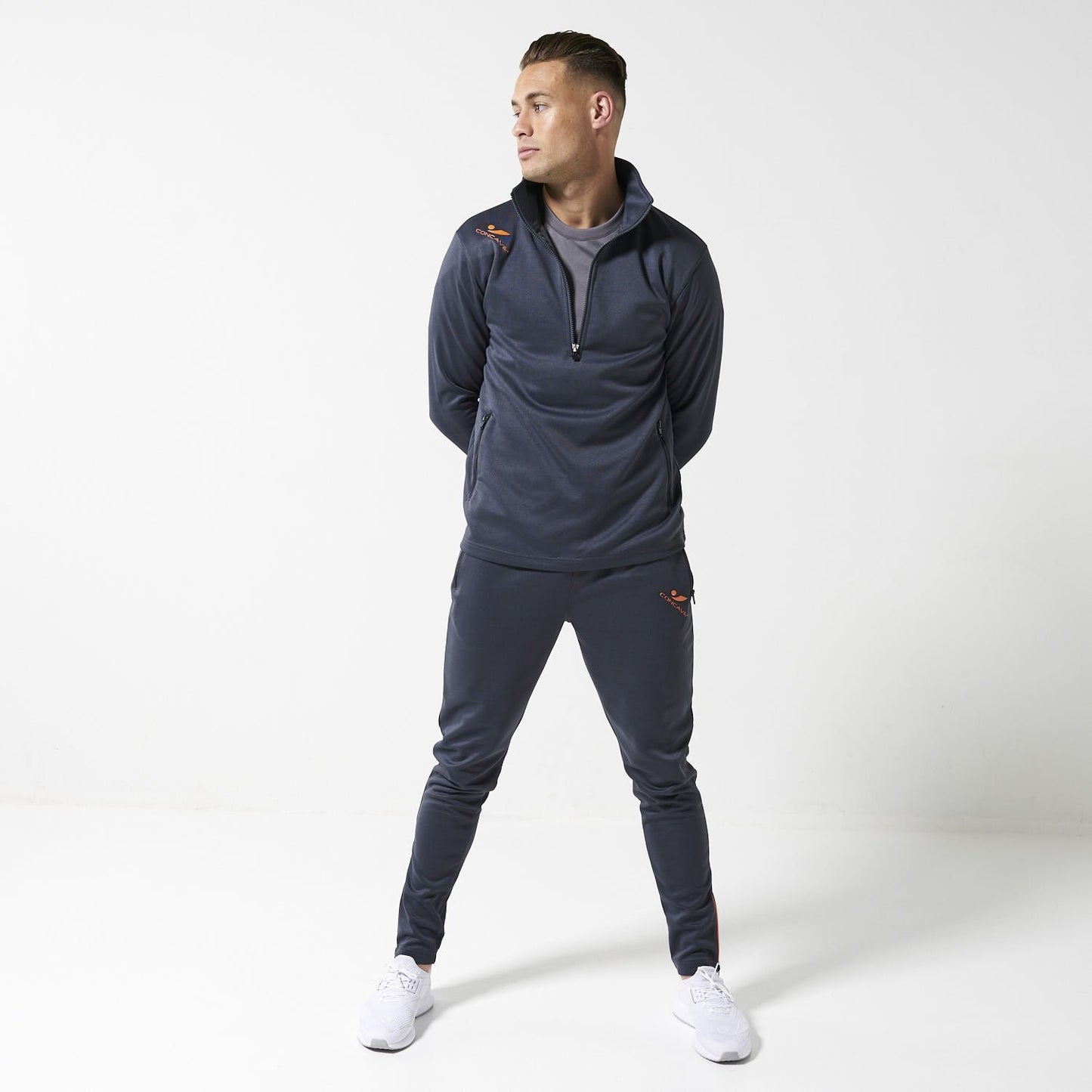 Concave Tracksuit Top - Charcoal/Zest